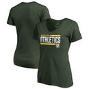 Oakland Athletics Fanatics Branded Women's Onside Stripe V-Neck T-Shirt - Green