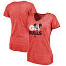 Chicago Bulls Fanatics Branded Women's Disney Rally Cry Tri-Blend V-Neck T-Shirt - Red