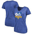 Golden State Warriors Fanatics Branded Women's Disney Rally Cry Tri-Blend V-Neck T-Shirt - Royal