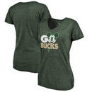 Milwaukee Bucks Fanatics Branded Women's Disney Rally Cry Tri-Blend V-Neck T-Shirt - Green