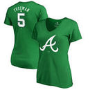Freddie Freeman Atlanta Braves Fanatics Branded Women's St. Patrick's Day Stack V-Neck Name & Number T-Shirt - Kelly Green
