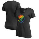 Buffalo Sabres Fanatics Branded Women's Rainbow Pride V-Neck T-Shirt - Black