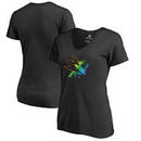 San Jose Sharks Fanatics Branded Women's Rainbow Pride V-Neck T-Shirt - Black