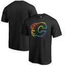 Calgary Flames Fanatics Branded Rainbow Pride Big and Tall T-Shirt - Black