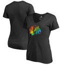 Chicago Blackhawks Fanatics Branded Women's Rainbow Pride V-Neck Plus Size T-Shirt - Black