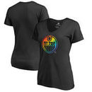 Edmonton Oilers Fanatics Branded Women's Rainbow Pride V-Neck Plus Size T-Shirt - Black