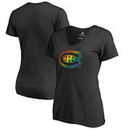 Montreal Canadiens Fanatics Branded Women's Rainbow Pride V-Neck Plus Size T-Shirt - Black