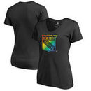 New York Rangers Fanatics Branded Women's Rainbow Pride V-Neck Plus Size T-Shirt - Black