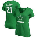 Ezekiel Elliott Dallas Cowboys NFL Pro Line by Fanatics Branded Women's St. Patrick's Day Icon V-Neck Name & Number T-Shirt - Ke