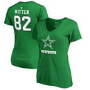 Jason Witten Dallas Cowboys NFL Pro Line by Fanatics Branded Women's St. Patrick's Day Icon V-Neck Name & Number T-Shirt - Kelly