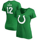 Andrew Luck Indianapolis Colts NFL Pro Line by Fanatics Branded Women's St. Patrick's Day Icon V-Neck Name & Number T-Shirt - Ke