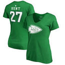 Kareem Hunt Kansas City Chiefs NFL Pro Line by Fanatics Branded Women's St. Patrick's Day Icon V-Neck Name & Number T-Shirt - Ke