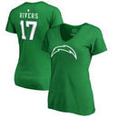Philip Rivers Los Angeles Chargers NFL Pro Line by Fanatics Branded Women's St. Patrick's Day Icon V-Neck Name & Number T-Shirt 