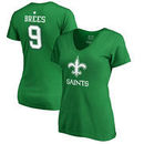 Drew Brees New Orleans Saints NFL Pro Line by Fanatics Branded Women's St. Patrick's Day Icon V-Neck Name & Number T-Shirt - Kel