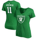 Sebastian Janikowski Oakland Raiders NFL Pro Line by Fanatics Branded Women's St. Patrick's Day Icon V-Neck Name & Number T-Shir