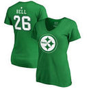 Le'Veon Bell Pittsburgh Steelers NFL Pro Line by Fanatics Branded Women's St. Patrick's Day Icon V-Neck Name & Number T-Shirt - 