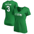 Russell Wilson Seattle Seahawks NFL Pro Line by Fanatics Branded Women's St. Patrick's Day Icon V-Neck Name & Number T-Shirt - K