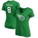 Marcus Mariota Tennessee Titans NFL Pro Line by Fanatics Branded Women's St. Patrick's Day Icon V-Neck Name & Number T-Shirt - K