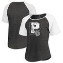 Portland Trail Blazers Fanatics Branded Women's Letterman Tri-Blend Raglan T-Shirt - Black