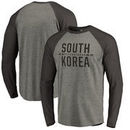 South Korea Flag Fanatics Branded Bars Big & Tall Long Sleeve Raglan T-Shirt - Ash