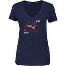 New England Patriots NFL Pro Line by Fanatics Branded Women's Super Bowl LII Bound Go To Champs V-Neck T-Shirt – Navy