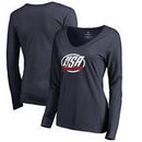 USA Shooting Fanatics Branded Women's Primary Logo V-Neck Long Sleeve T-Shirt - Navy