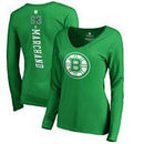 Brad Marchand Boston Bruins Fanatics Branded Women's St. Patrick's Day Backer Name & Number Slim Fit Long Sleeve T-Shirt – Kelly