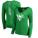 Sidney Crosby Pittsburgh Penguins Fanatics Branded Women's St. Patrick's Day Backer Name & Number Slim Fit Long Sleeve T-Shirt –