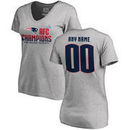 New England Patriots Fanatics Branded Women's 2017 AFC Champions Personalized V-Neck T-Shirt – Heather Gray