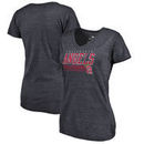 California Angels Fanatics Branded Womens Cooperstown Collection Fast Pass Tri-Blend V-Neck T-Shirt - Navy