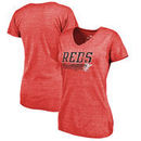 Cincinnati Reds Fanatics Branded Womens Cooperstown Collection Fast Pass Tri-Blend V-Neck T-Shirt - Red