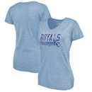 Kansas City Royals Fanatics Branded Womens Cooperstown Collection Fast Pass Tri-Blend V-Neck T-Shirt - Light Blue