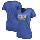 Milwaukee Brewers Fanatics Branded Womens Cooperstown Collection Fast Pass Tri-Blend V-Neck T-Shirt - Royal
