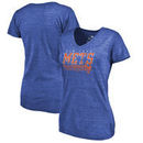 New York Mets Fanatics Branded Womens Cooperstown Collection Fast Pass Tri-Blend V-Neck T-Shirt - Royal
