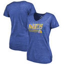 Seattle Mariners Fanatics Branded Womens Cooperstown Collection Fast Pass Tri-Blend V-Neck T-Shirt - Royal