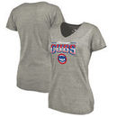 Chicago Cubs Fanatics Branded Women's Cooperstown Collection Season Ticket Tri-Blend V-Neck T-Shirt - Heathered Gray