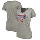 Cleveland Indians Fanatics Branded Women's Cooperstown Collection Season Ticket Tri-Blend V-Neck T-Shirt - Heathered Gray