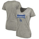 Los Angeles Dodgers Fanatics Branded Women's Cooperstown Collection Season Ticket Tri-Blend V-Neck T-Shirt - Heathered Gray