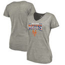 New York Mets Fanatics Branded Women's Cooperstown Collection Season Ticket Tri-Blend V-Neck T-Shirt - Heathered Gray