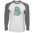 Men's Original Retro Brand White/Gray Michigan State Spartans Long Sleeve Raglan Premium Tri-Blend T-shirt