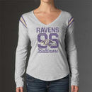 '47 Brand Baltimore Ravens Women's Touchdown Long Sleeve V-Neck T-Shirt - Ash