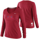 Philadelphia Phillies Nike Women's Old Faithful V-Neck Long Sleeve T-Shirt - Red