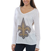 New Orleans Saints Women's Sublime Burnout V-Neck Long Sleeve T-Shirt - White