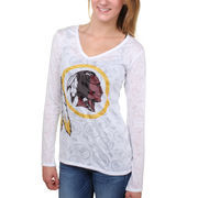 Washington Redskins Women's Sublime Burnout V-Neck Long Sleeve T-Shirt - White