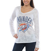 Oklahoma City Thunder Women's Sublime Burnout V-Neck Long Sleeve T-Shirt - White