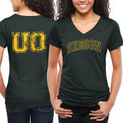 Oregon Ducks Women's Slab Serif Tri-Blend V-Neck T-Shirt - Green