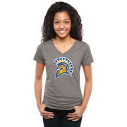 San Jose State Spartans Women's Classic Primary Tri-Blend V-Neck T-Shirt - Gray