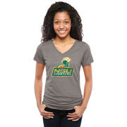 Norfolk State Spartans Women's Classic Primary Tri-Blend V-Neck T-Shirt - Gray