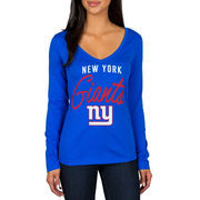 New York Giants Women's Strong Side V-Neck Long Sleeve T-Shirt - Royal