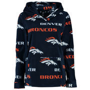 Denver Broncos Concepts Sport Women's Facade Long Sleeve Hooded Pajama Top - Navy